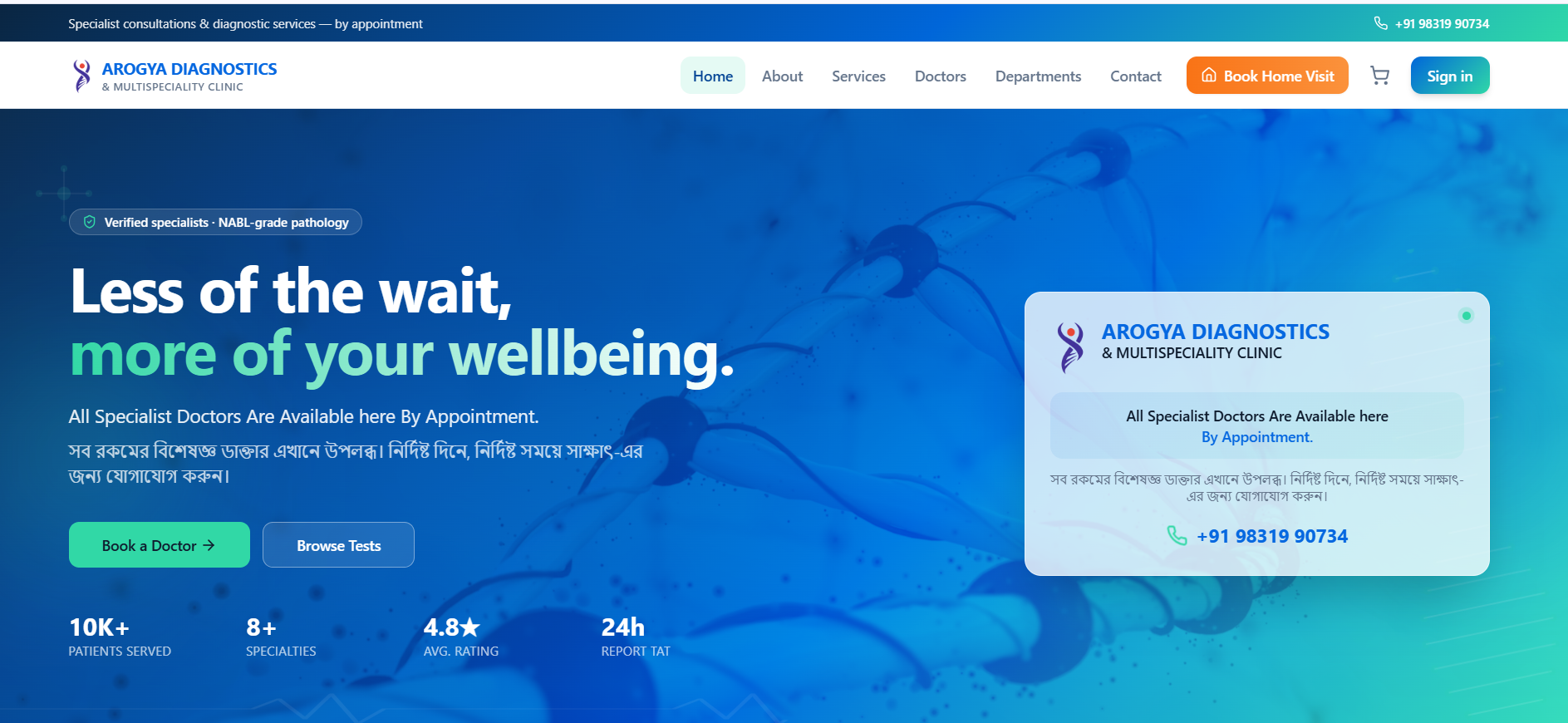 Arogya Diagnostic Center website