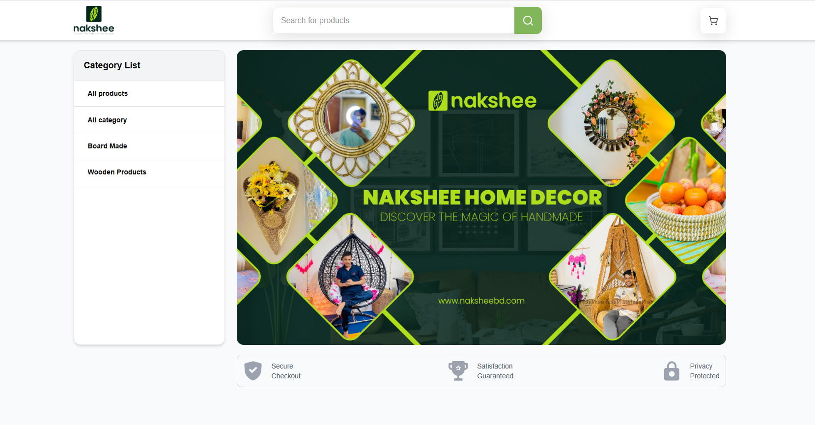 Nakshi Home Décor website
